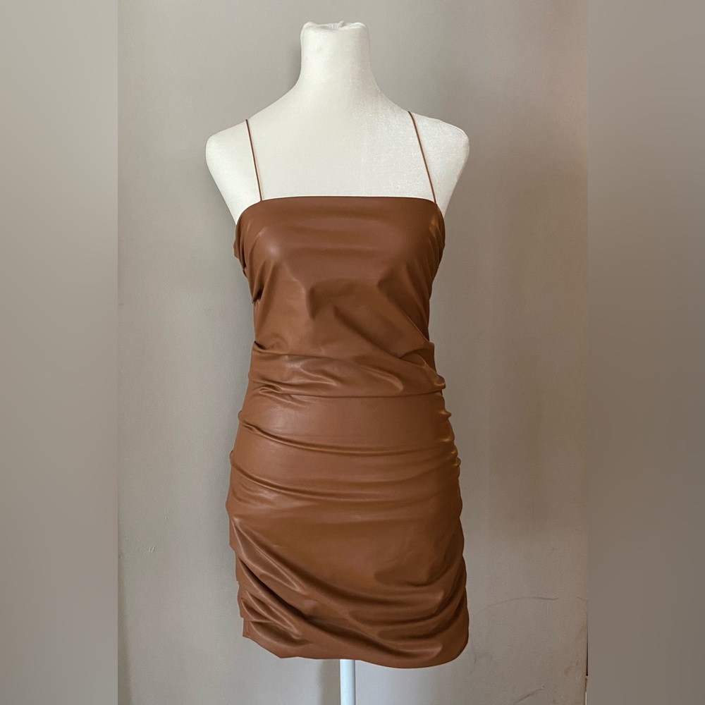 Forever 21 leather ruched dress
